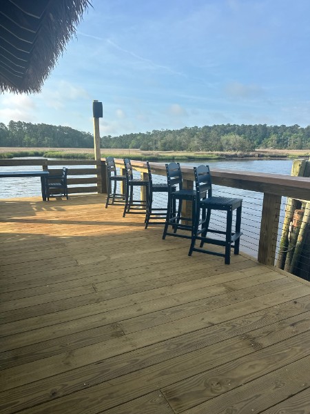 bar stools looking our over the intercoastal waterway from Shark Bar