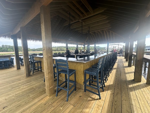 view of the bar at the new shark bar at Makos Restaurant
