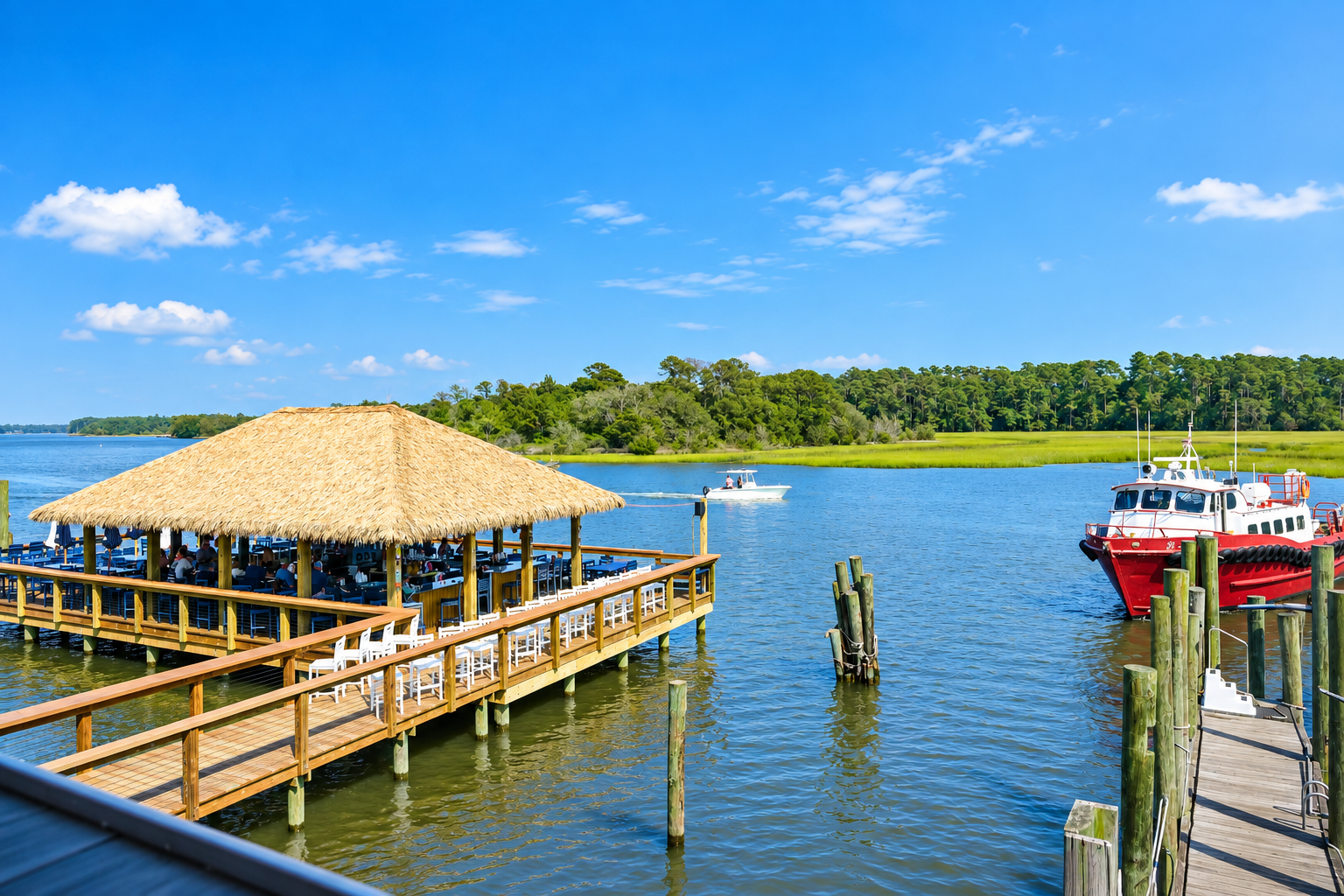 view from makos towards waterway and the shark bar